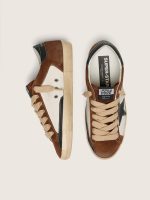Men's Super-Star in white leather and brown suede with black leather star - Image 4
