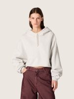 Star women's cropped hooded sweatshirt in gray melange cotton - Image 5