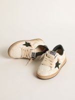 Junior Ball Star in white leather with green suede star - Image 2