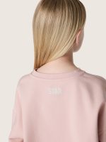 Star girls' cropped sweatshirt in pink cotton with patch and logo - Image 4