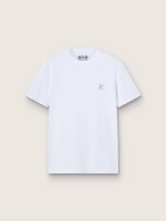 Women's white T-shirt with silver glitter star on the front