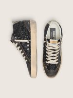 Women's Mid Star in black glitter with dove-gray suede star and heel tab - Image 4
