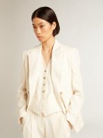 Women's aged white double-breasted blazer - Image 4