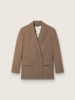 Women's double-breasted blazer in dove-gray chevron wool blend