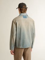 Men's distressed-effect denim jacket with zip - Image 4