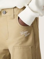 Kids' chino pants in beige cotton with check turn-ups - Image 3
