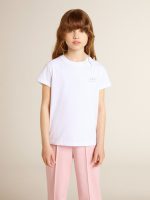 White and silver T-shirt with logo and maxi star in silver glitter - Image 3