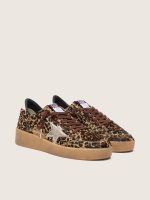 Women's Ball Star in leopard-print pony skin with platinum leather star and white leather heel tab - Image 2