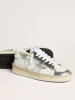 Stardan in silver foiled leather with white heel tab - Image 3