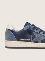Women's Ball Star LTD in dark blue leather with light blue Swarovski crystal star and suede inserts - Image 4