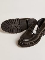 Women's chunky loafers in studded black leather - Image 4