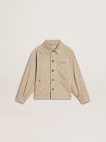 Kids' beige jacket with multicolor splashes