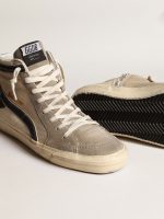 Slide in beige mesh and nylon with blue leather star and flash - Image 4