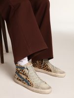 Women's Slide in leopard print pony skin with silver leather star - Image 3