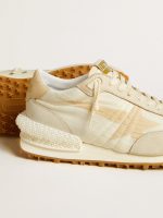 Men's Marathon in beige nylon and gray leather with beige printed star - Image 3