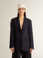 Women's midnight blue wool single-breasted blazer - Image 2