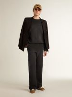Unisex sweatshirt in worn black cotton with logo embroidery - Image 3