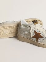 Women's Ball Star in white nappa and mesh with tobacco-colored nubuck star and beige heel tab - Image 3