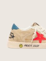 Ball Star Young in beige suede with red star and light blue heel tab - Image 4