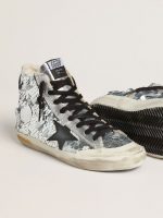 Women's Francy in nylon with all-over silver sequins and black leather star - Image 3
