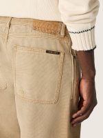 Men's pants in gradient beige cotton with check details - Image 4