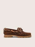Men's Cruise loafers in brown waxed suede with dove gray hiking laces