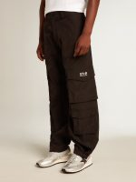Black-colored ripstop nylon cargo pants - Image 2