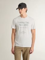 Men's white cotton T-shirt with green print - Image 2