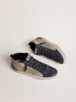 Men's Mid Star in beige and blue suede with gray nappa leather star and white leather flash - Image 2