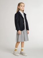 Girls' midi dress in striped cotton blend with embroidery - Image 3