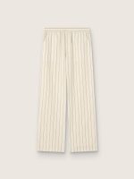 Unisex sweatpants in ecru and sand striped cotton and linen