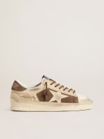 Women's Stardan in military-green suede and beige pony skin with beige suede star