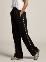 Women's black joggers with white stars on the sides - Image 2