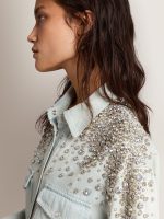 Women's bleached boyfriend shirt with cabochon crystals - Image 5