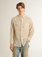 Oversized shirt in cream-colored see-through lace - Image 2