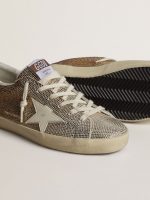 Super-Star in beige suede and multicolored crystals with cream-colored leather star and heel tab - Image 3