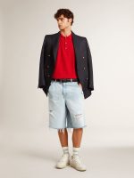 Men's polo shirt in red cotton piquet - Image 3