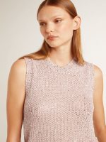 Mesh knit top with sequins and contrasting details - Image 5