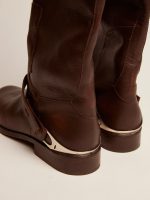 Women's Charlie boots in dark brown leather and clamp on the heel - Image 5
