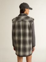 Women's dark gray wool-blend shirt dress - Image 4