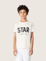 Boys' white cotton T-shirt with black print - Image 5