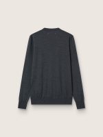 Men's round-neck sweater in dark gray m��lange wool - Image 2