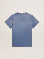 Women's faded light blue T-shirt with print on the chest - Image 5