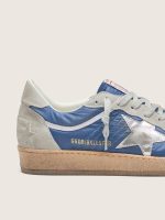 Men's Ball Star in denim-blue nylon with light gray suede inserts and metallic silver leather star - Image 4