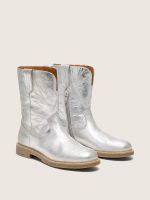 Young Wish boots in silver metallic leather with star embroidery - Image 2