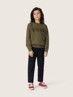 Golden unisex sweatshirt in military-green cotton with reversed logo - Image 3