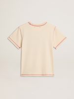 Women's cream T-shirt with faded red accents - Image 6