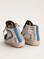 Slide in silver metallic leather with white leather star - Image 4