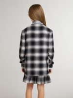 Kids' black and white checked shirt with white embroidery - Image 4