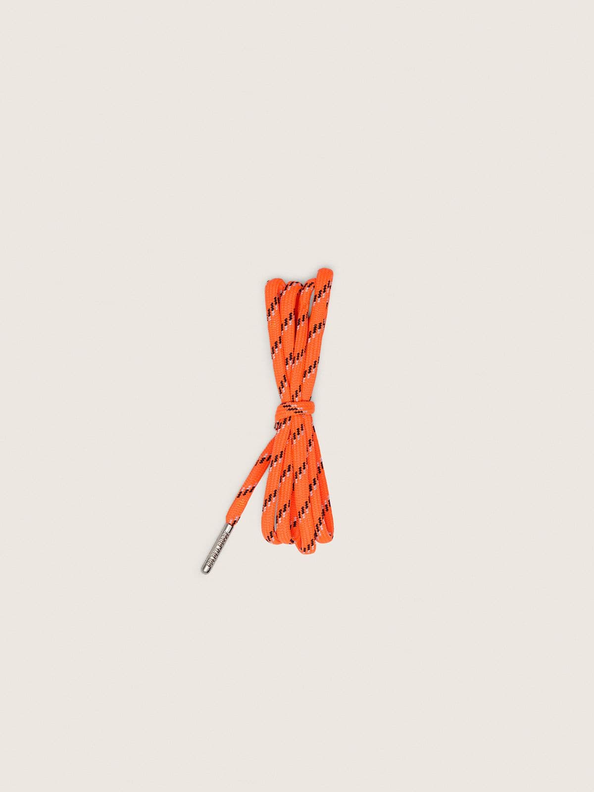 b23b85bb79352af78db1a2589718ca7564643003a3bfa47d0906160d83fc7fcc Orange hiking laces with gray and black details - Image 1